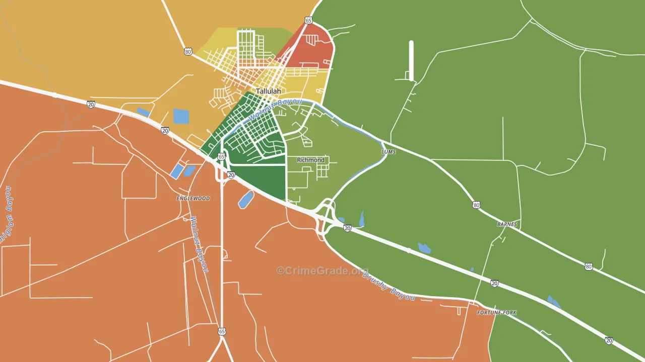 Richmond, LA Map of Theft Rates