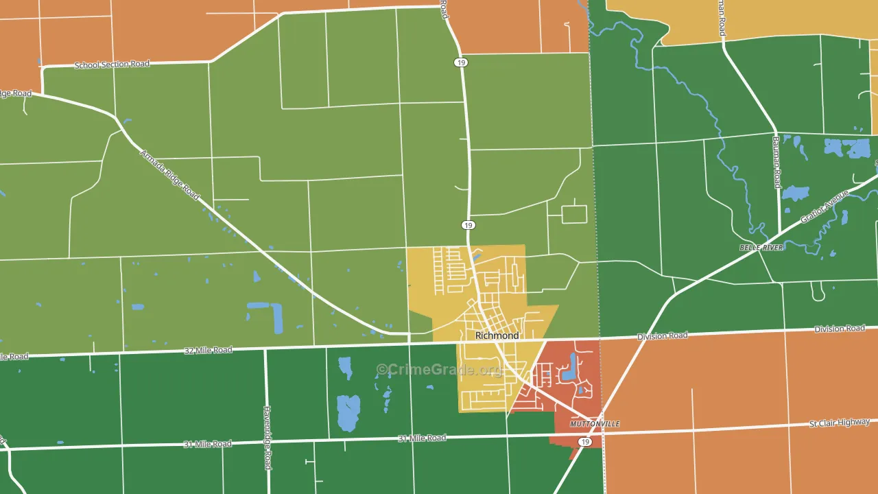 Richmond, MI Map of Theft Rates