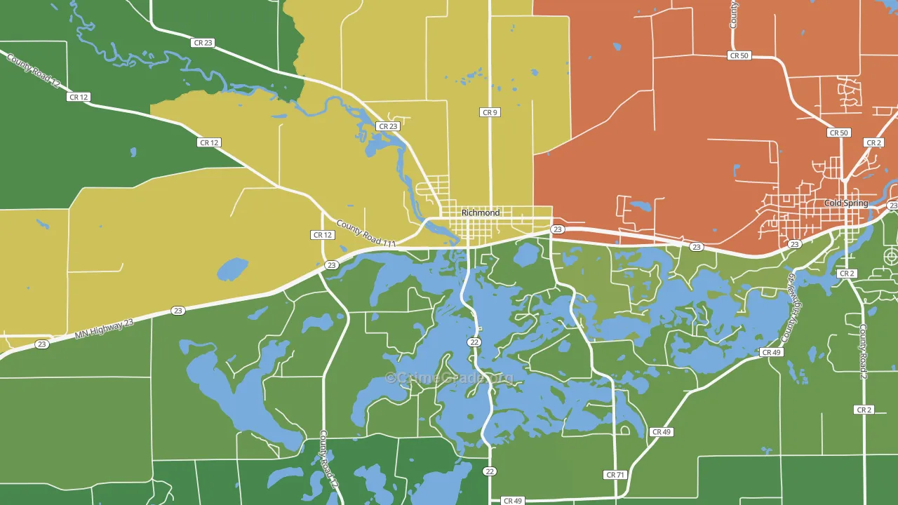 Richmond, MN Map of Theft Rates