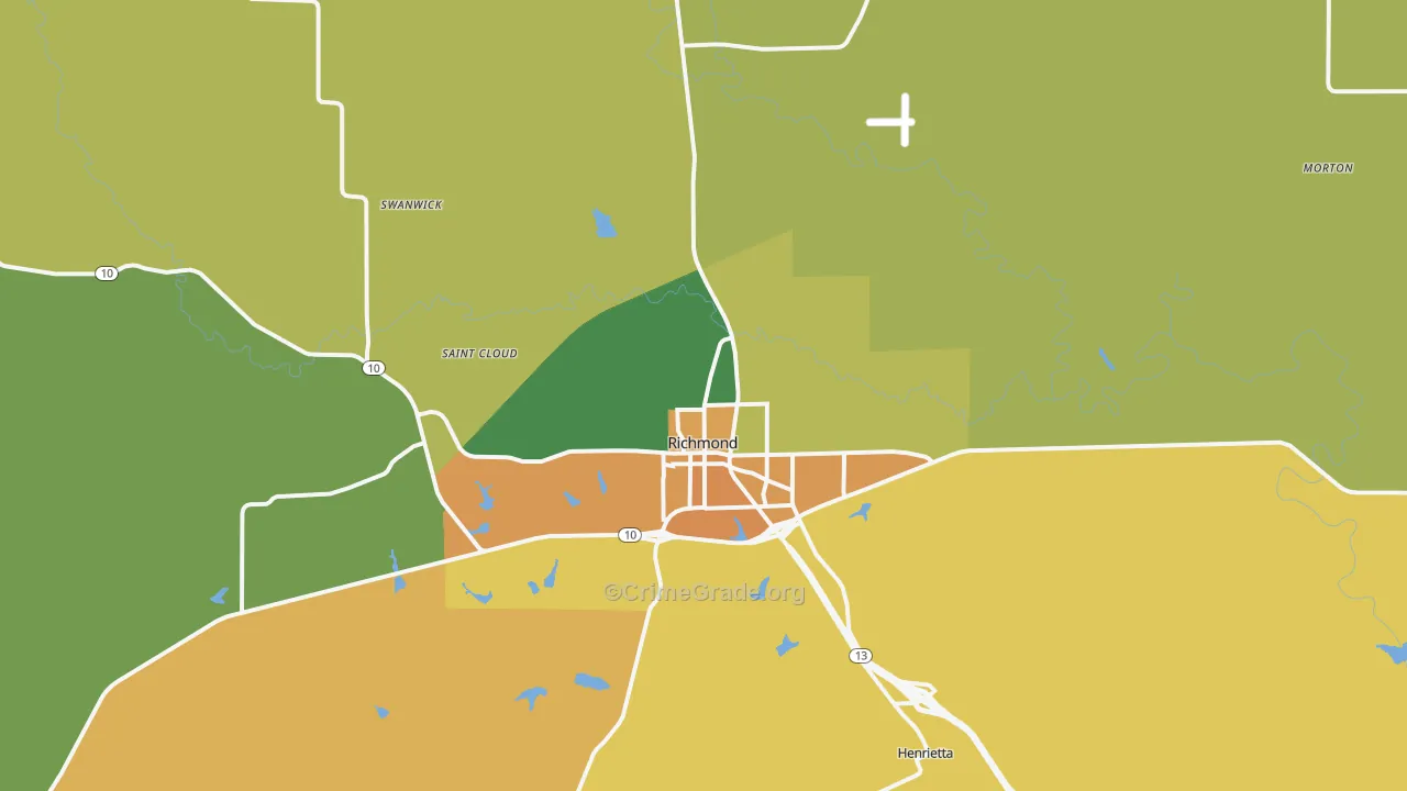 Richmond, MO Map of Theft Rates