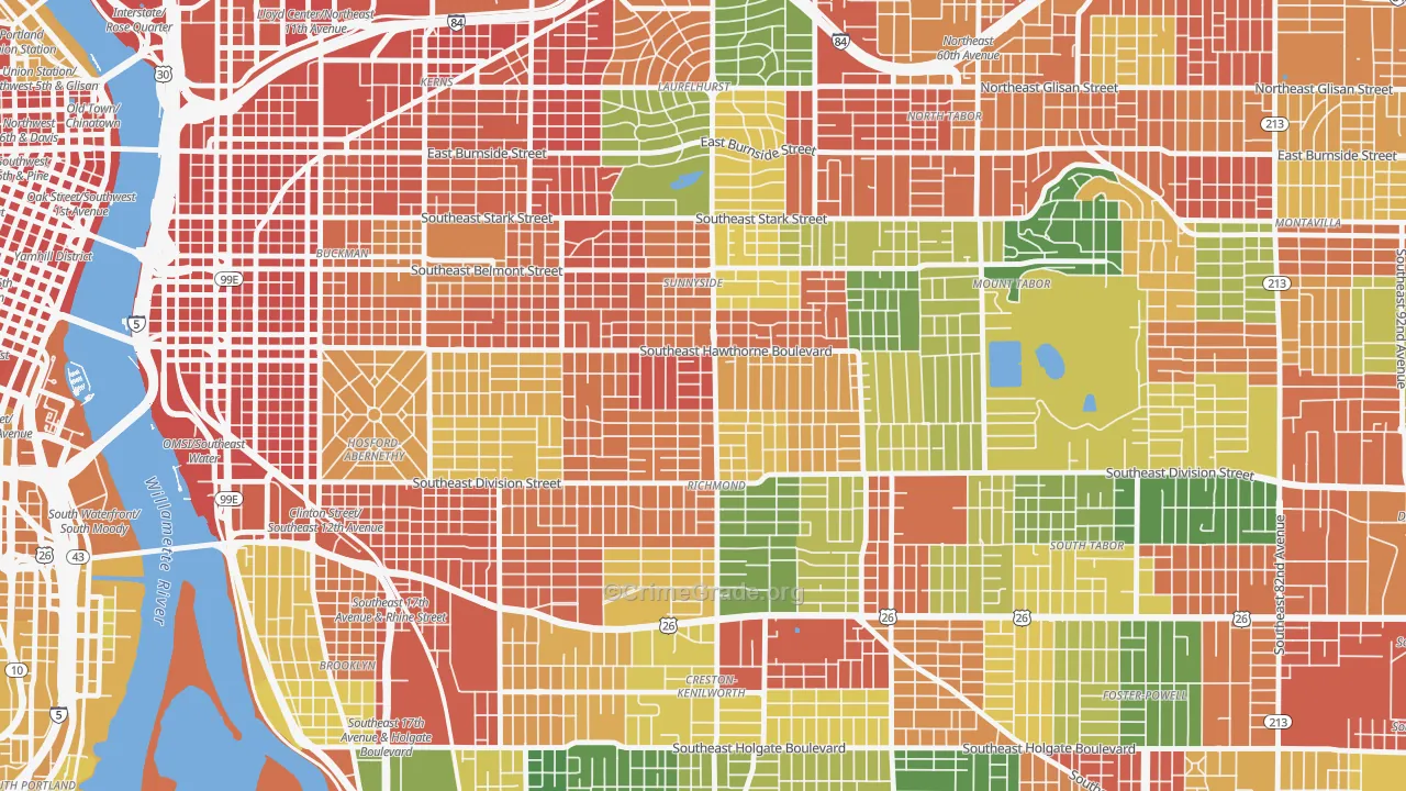 Richmond, Portland, OR Map of Theft Rates