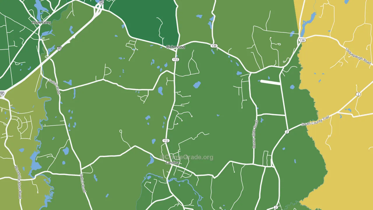 Richmond, RI Map of Theft Rates