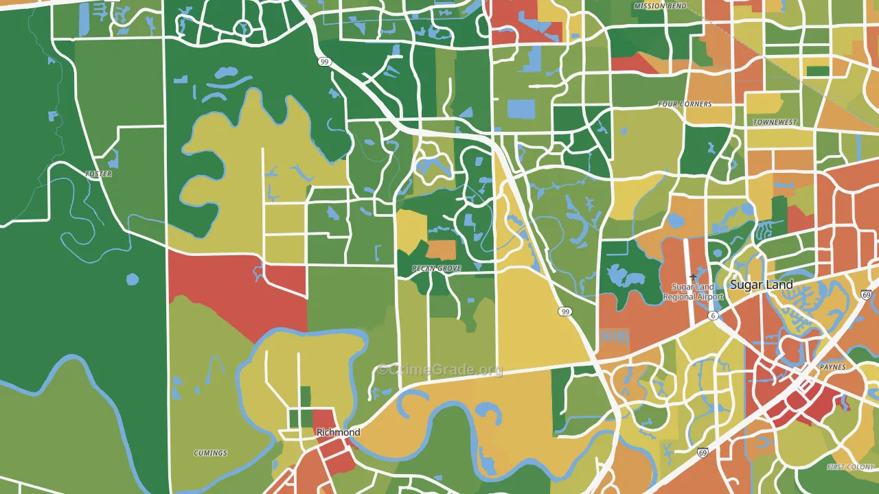 Richmond, TX Map of Theft Rates