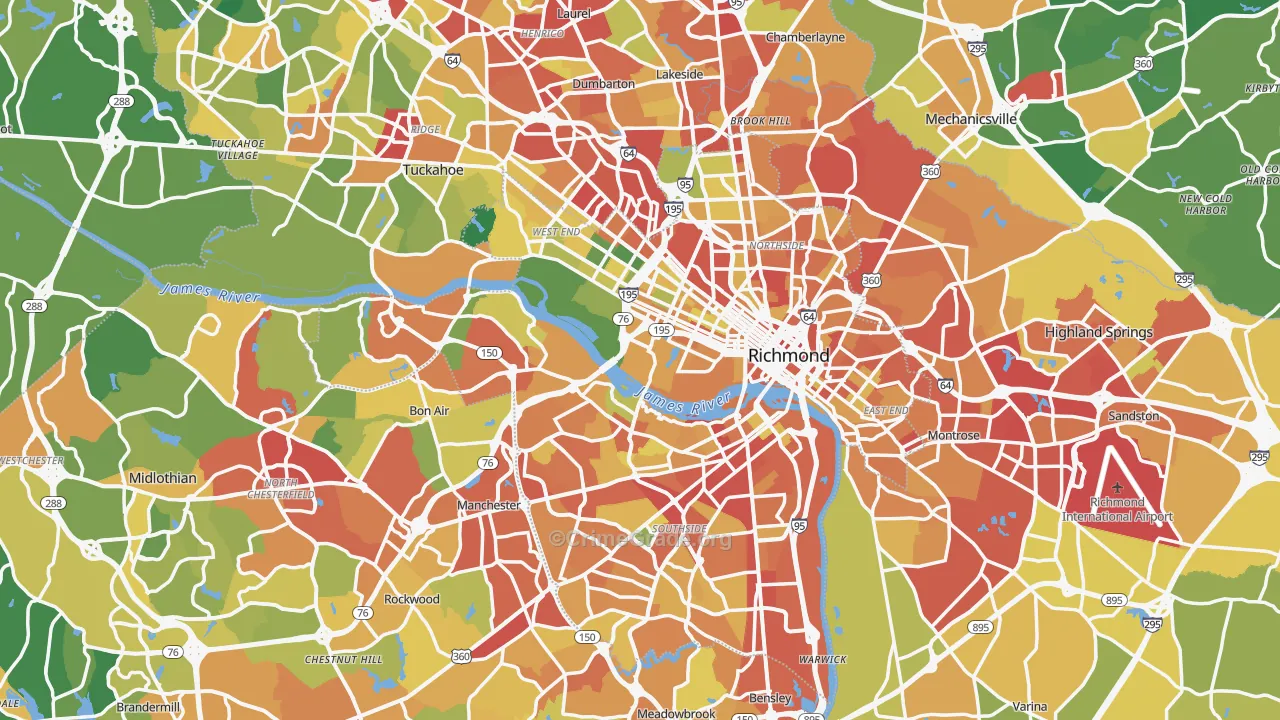 Richmond, VA Map of Theft Rates