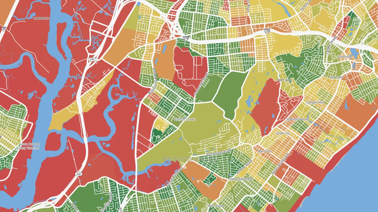 Richmondtown, Staten Island, NY Map of Theft Rates