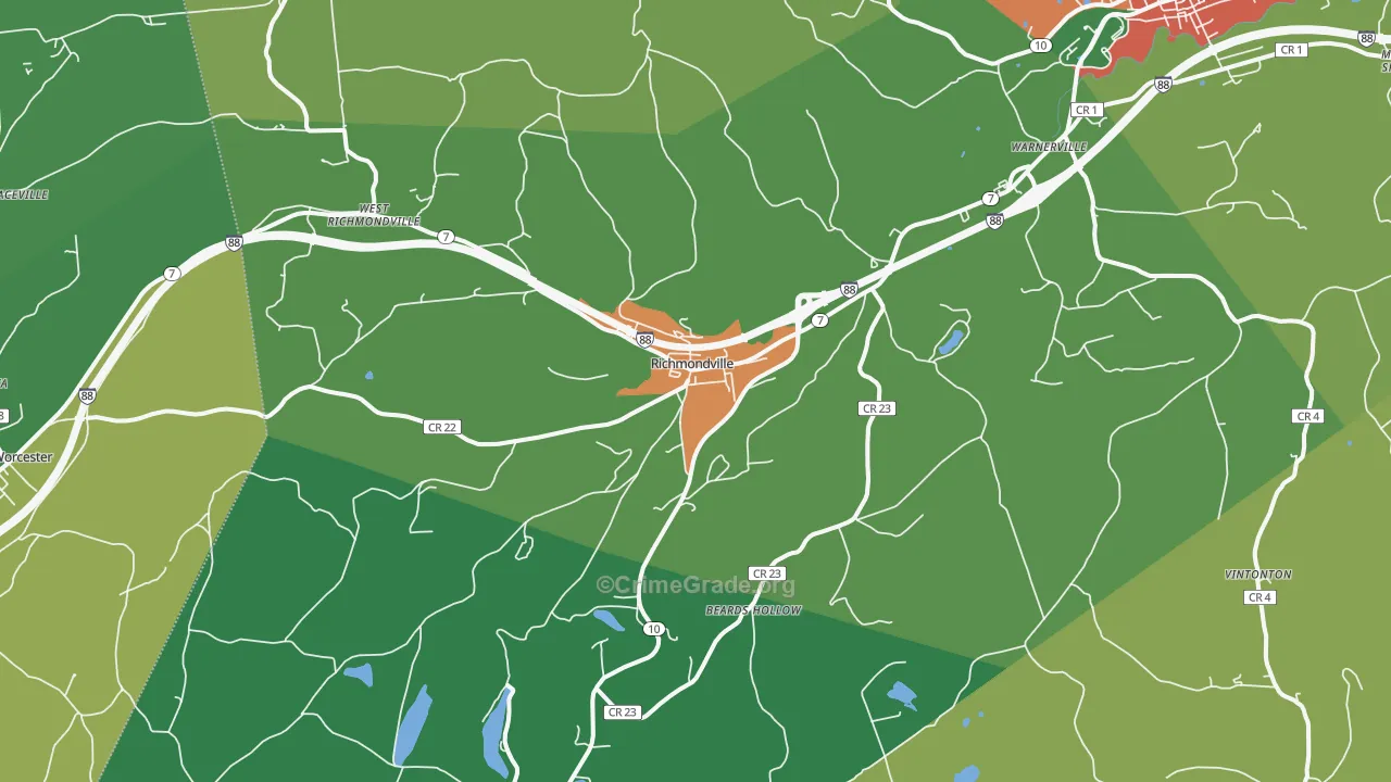 Richmondville, NY Map of Theft Rates