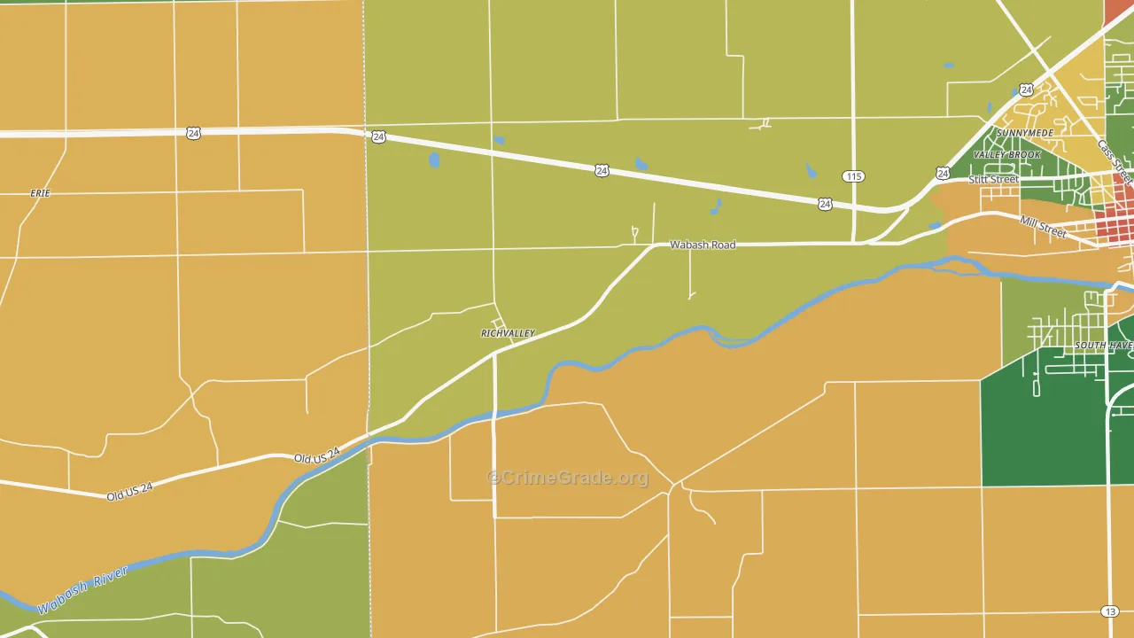 Richvalley, IN Map of Theft Rates