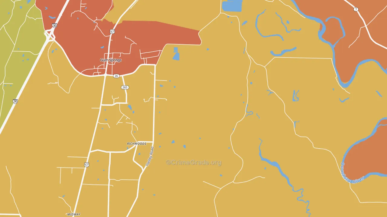 Richwood, AR Map of Theft Rates