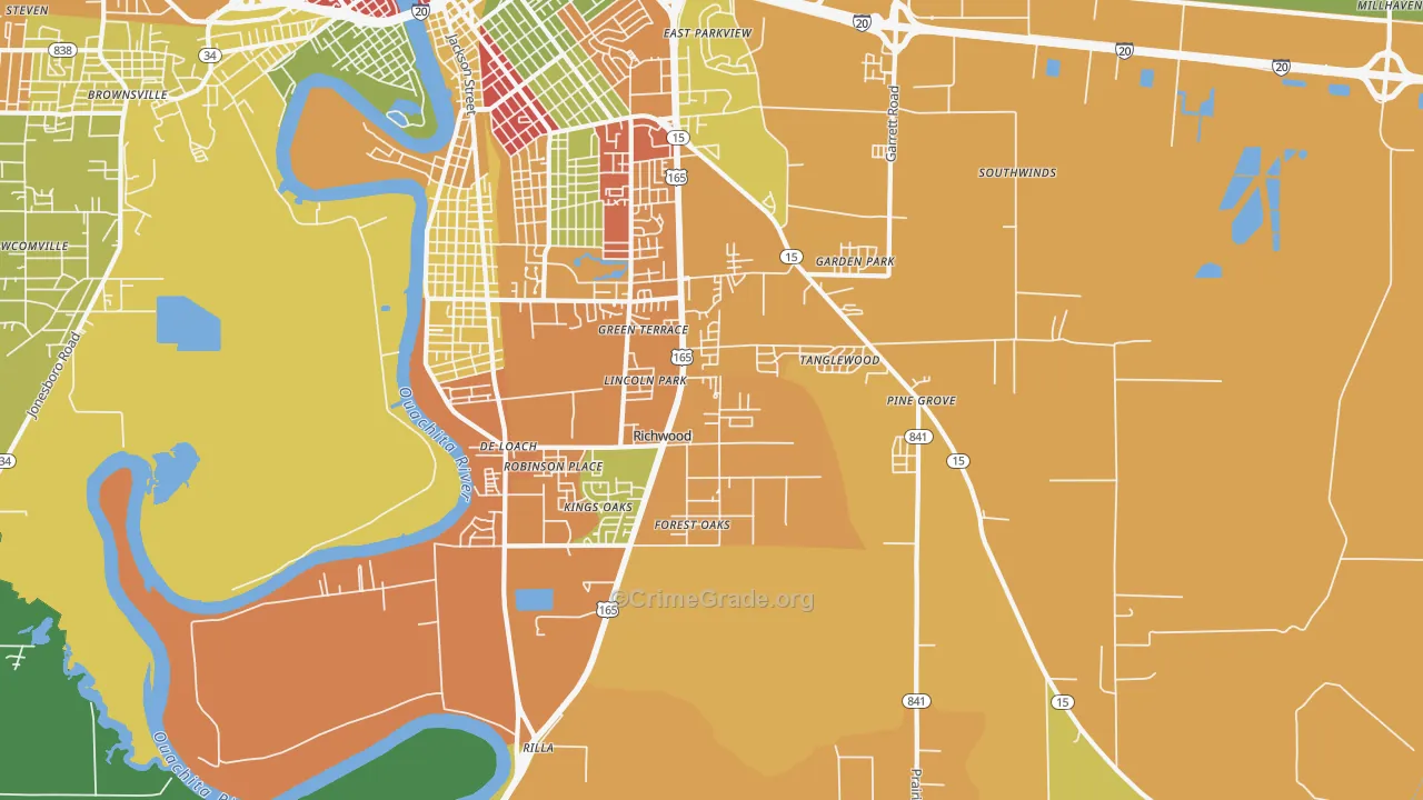 Richwood, LA Map of Theft Rates