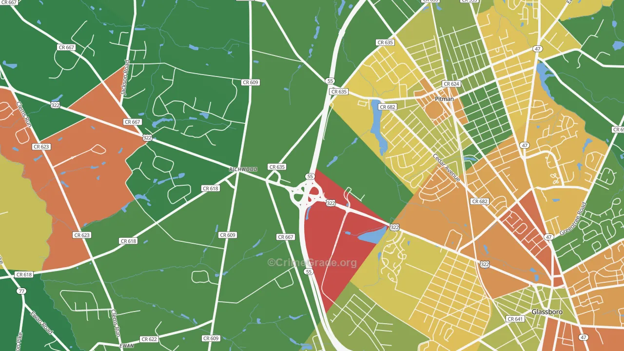 Richwood, NJ Map of Theft Rates