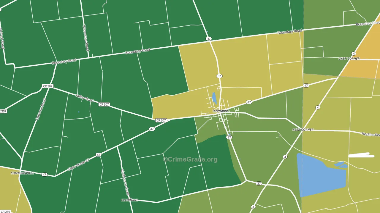 Richwood, OH Map of Theft Rates