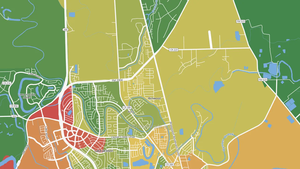 Richwood, TX Map of Theft Rates