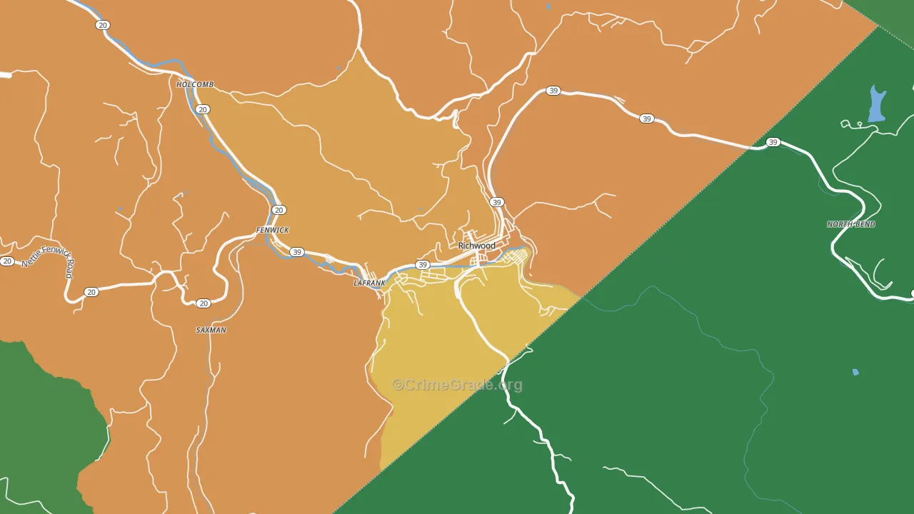 Richwood, WV Map of Theft Rates