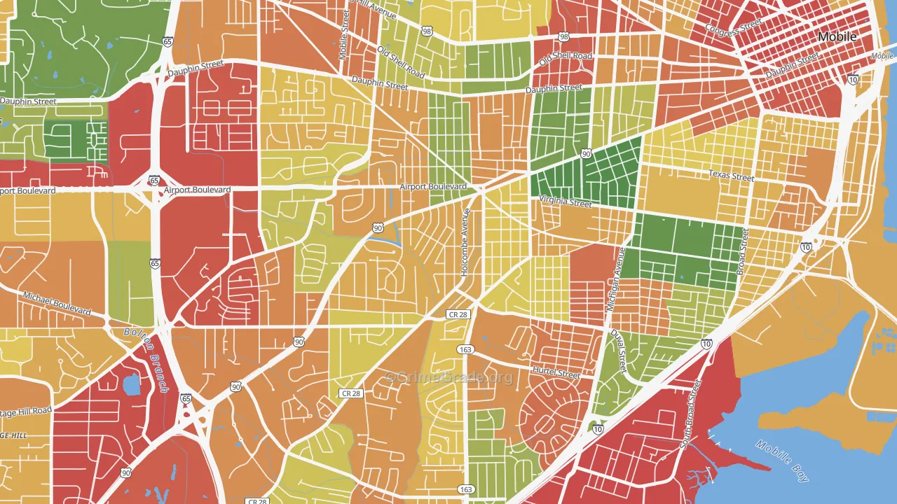 Rickarby, Mobile, AL Map of Theft Rates