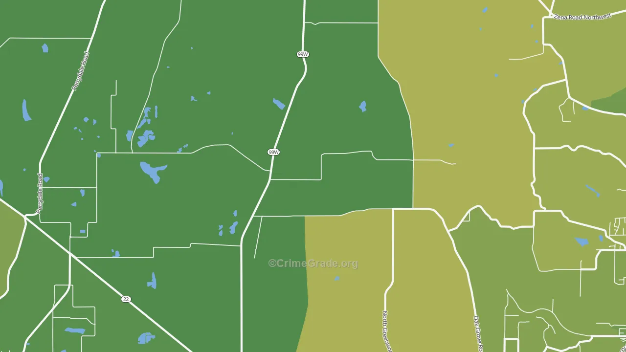 Rickreall, OR Map of Theft Rates