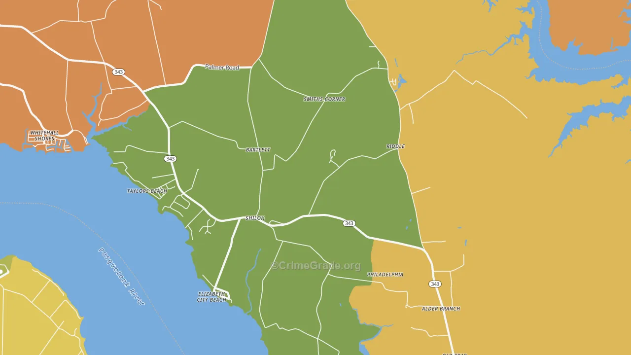 Riddle, NC Map of Theft Rates