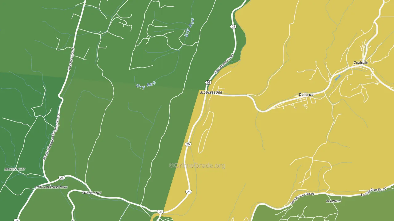 Riddlesburg, PA Map of Theft Rates