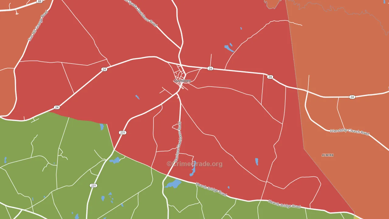 Riddleville, GA Map of Theft Rates