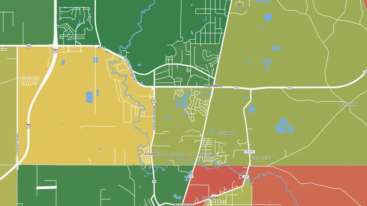 Ridge Manor, FL Map of Theft Rates