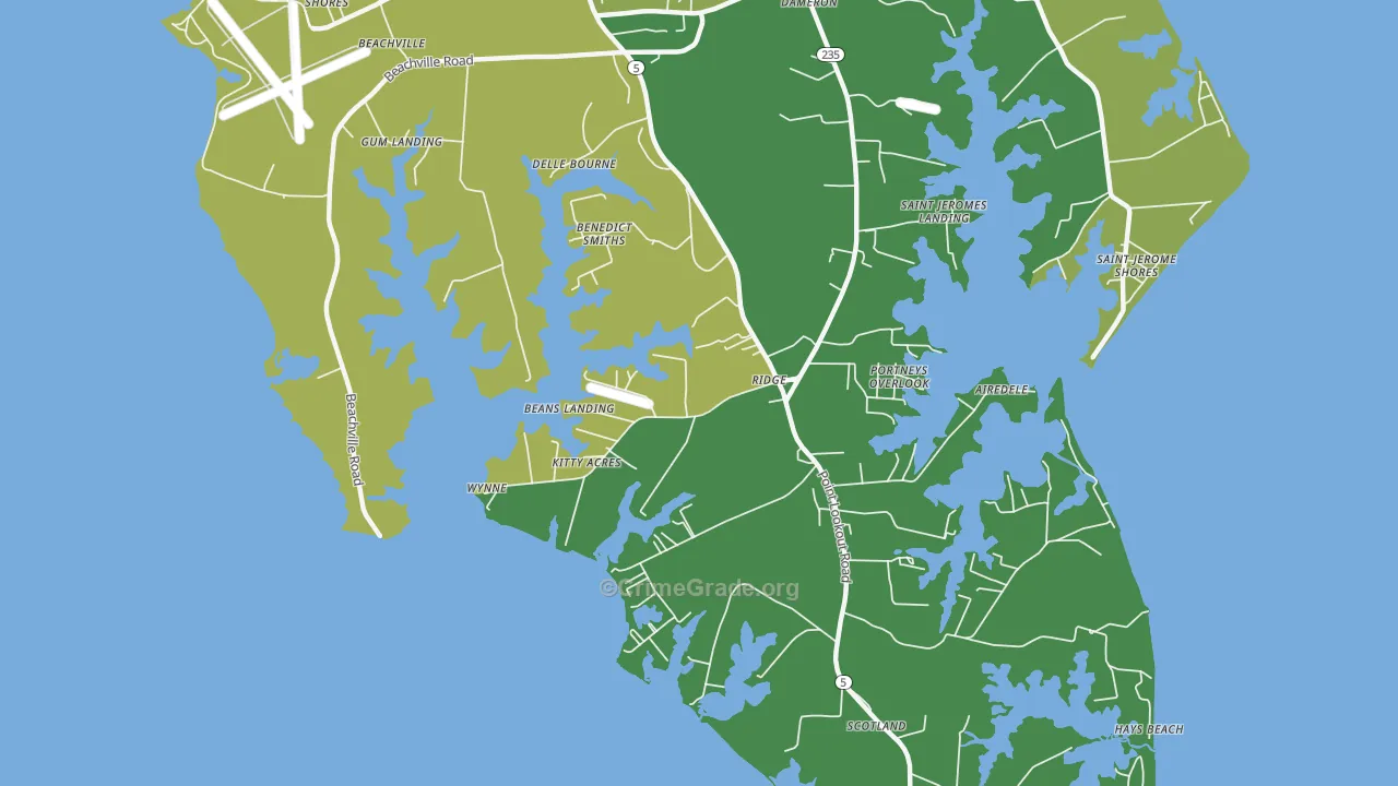 Ridge, MD Map of Theft Rates