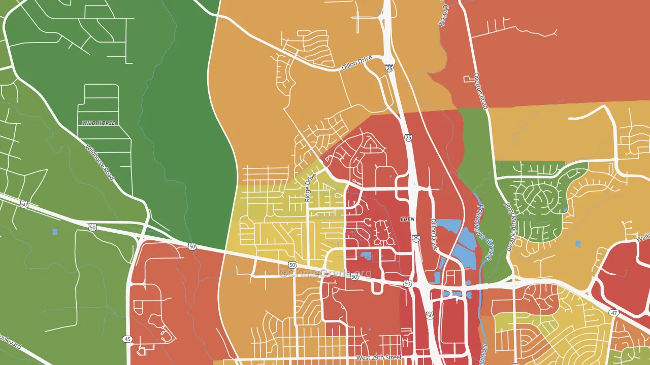 Ridge, Pueblo, CO Map of Theft Rates