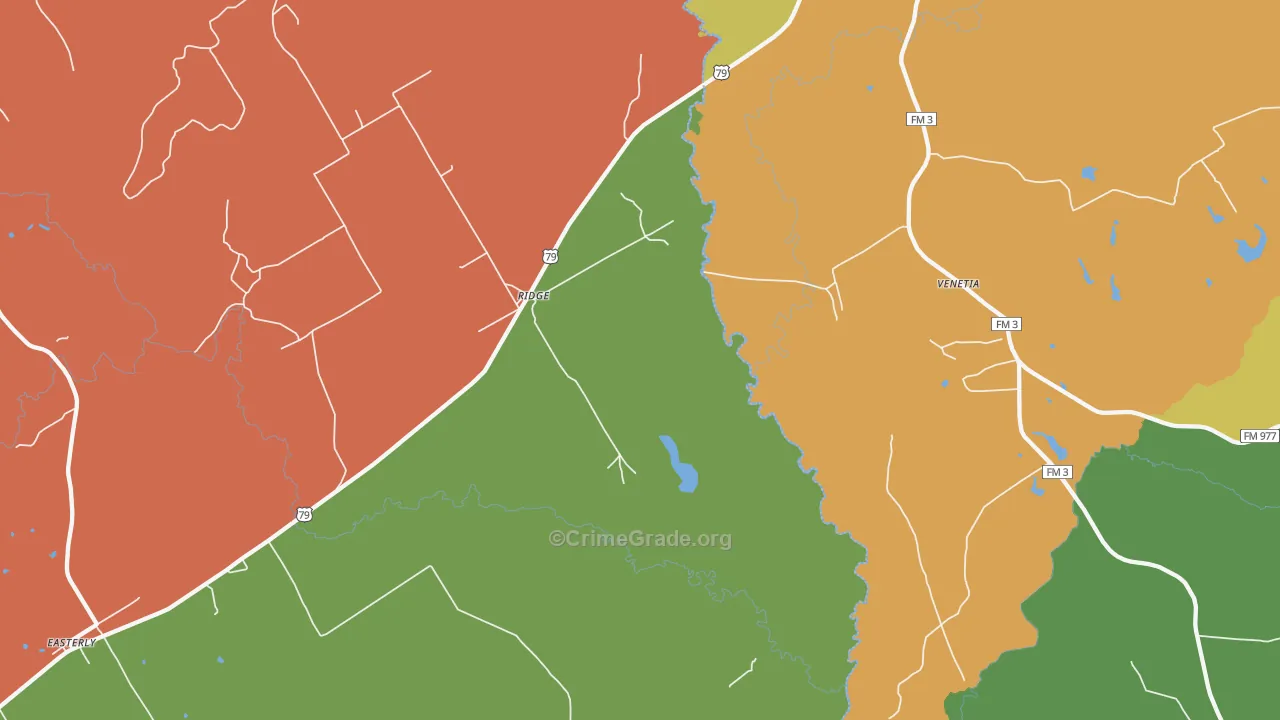 Ridge, TX Map of Theft Rates