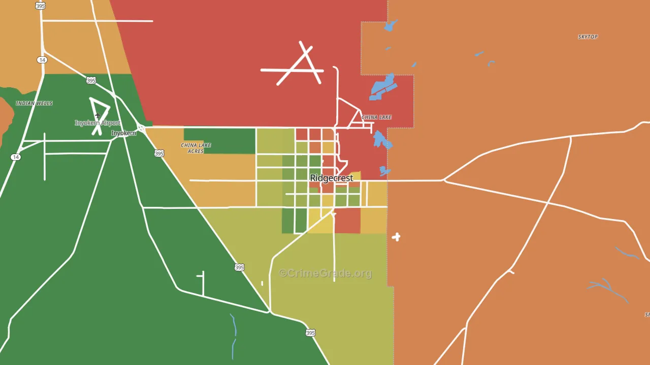 Ridgecrest, CA Map of Theft Rates