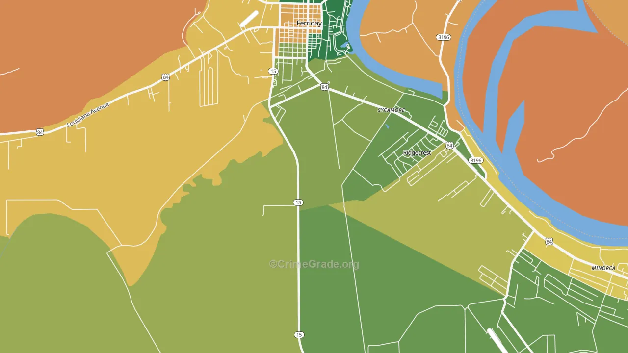 Ridgecrest, LA Map of Theft Rates