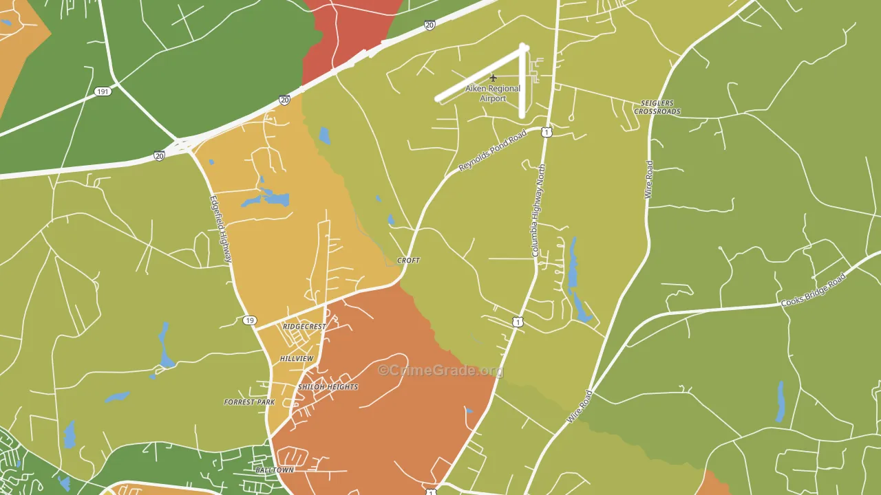 Ridgecrest, SC Map of Theft Rates
