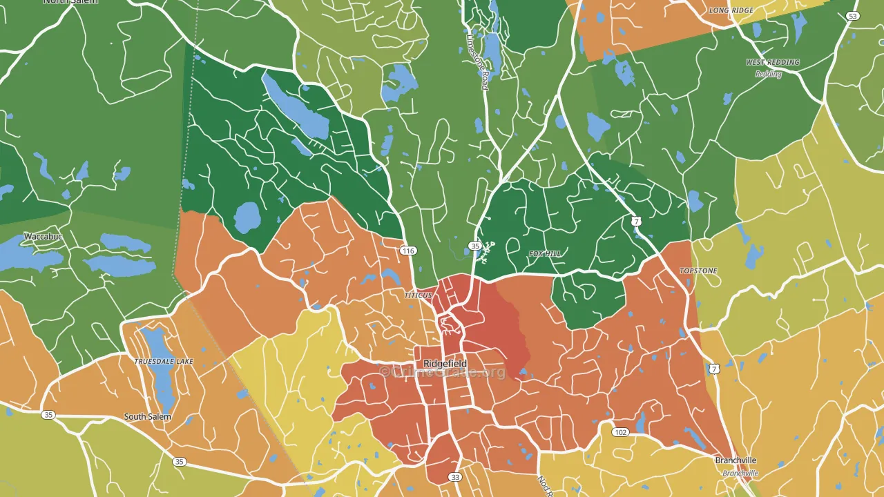 Ridgefield, CT Map of Theft Rates