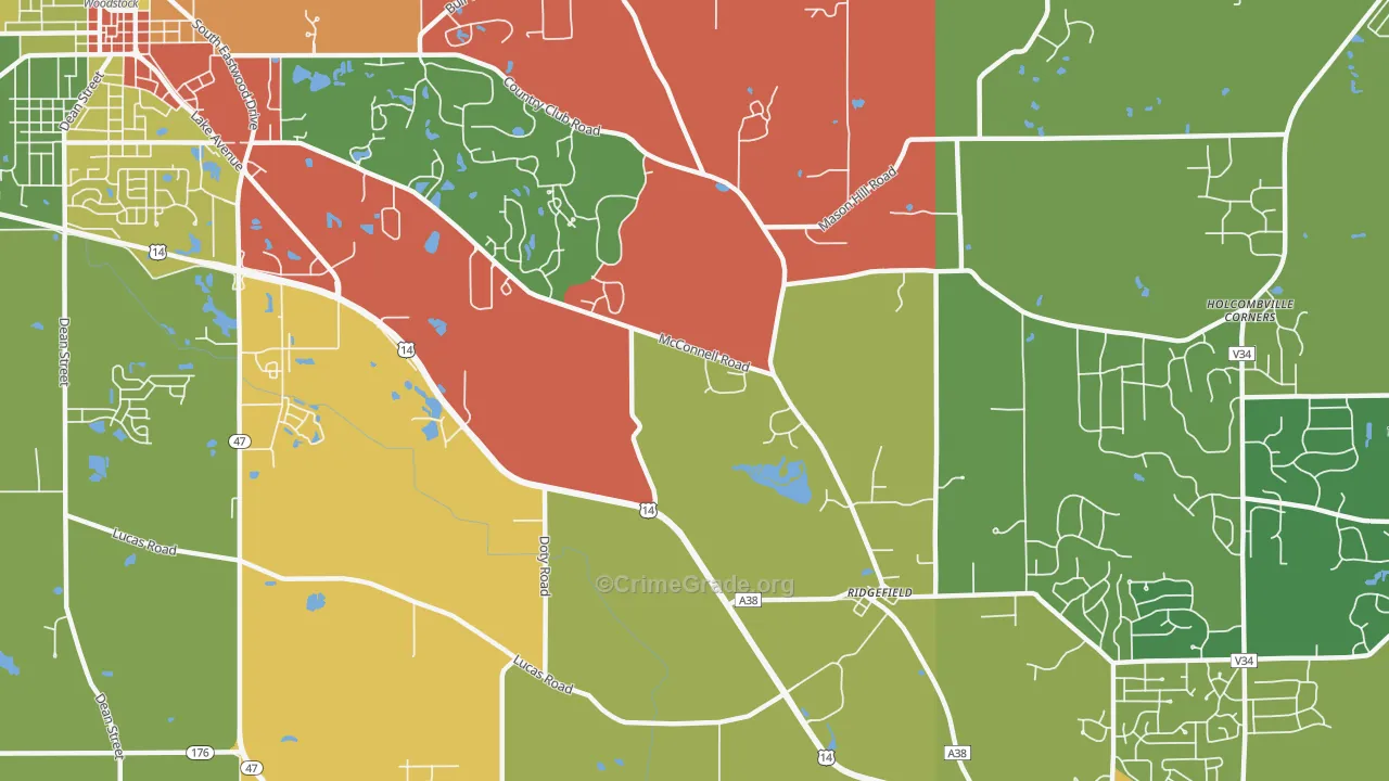 Ridgefield, IL Map of Theft Rates