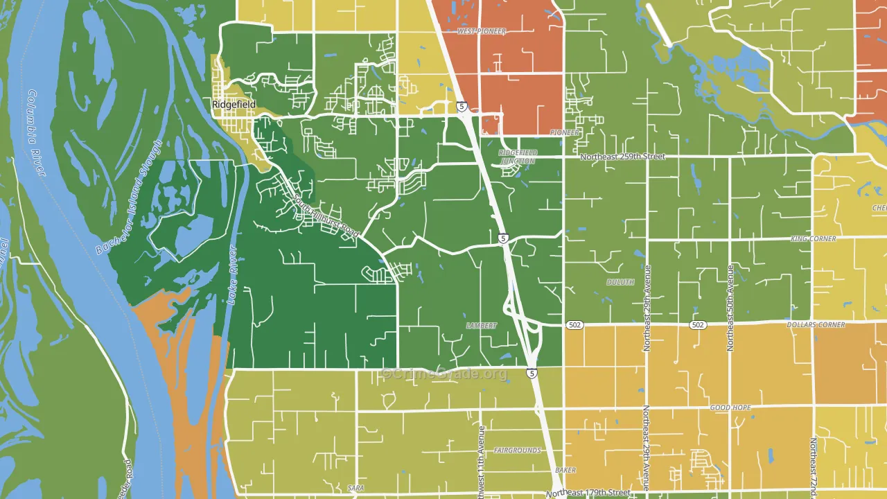 Ridgefield, WA Map of Theft Rates
