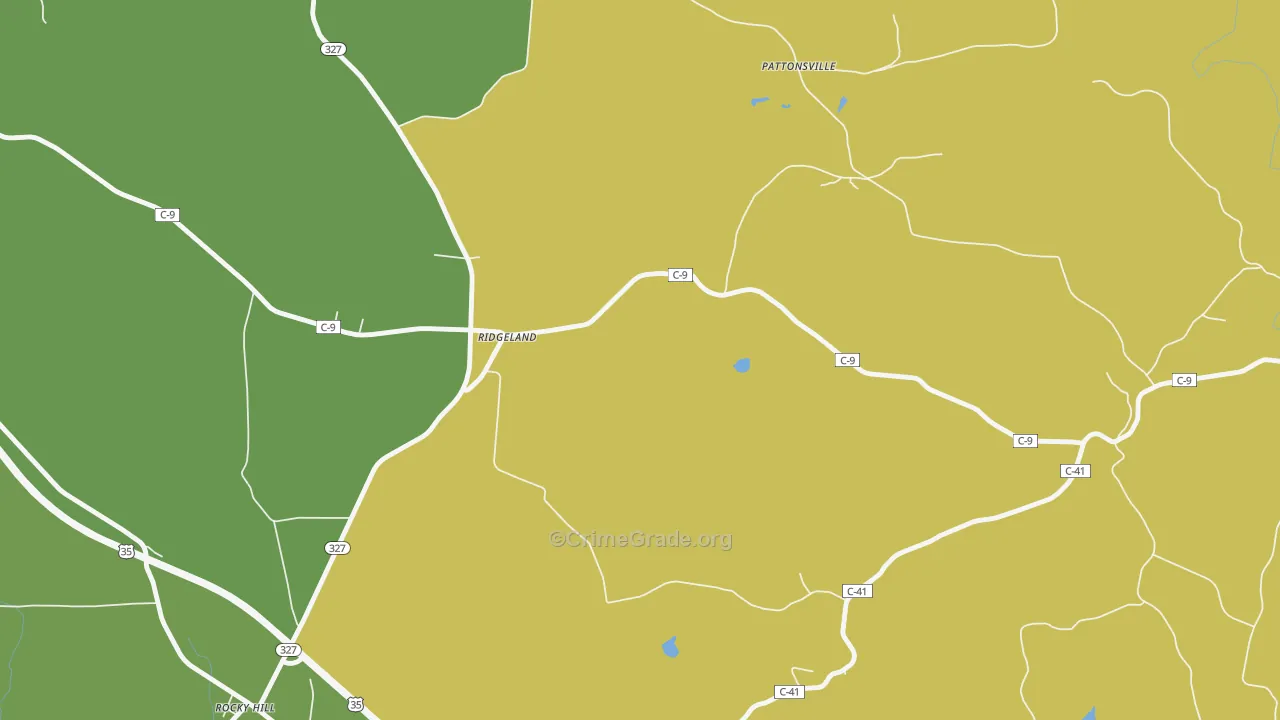 Ridgeland, OH Map of Theft Rates