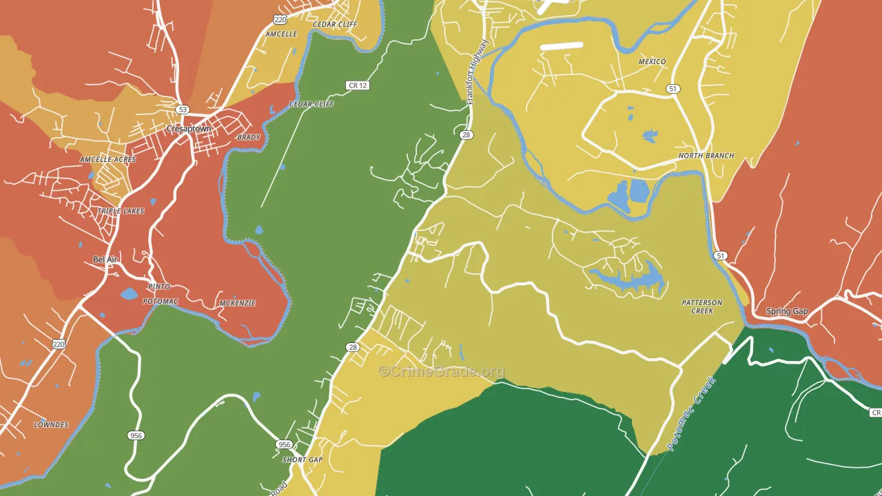 Ridgeley, WV Map of Theft Rates