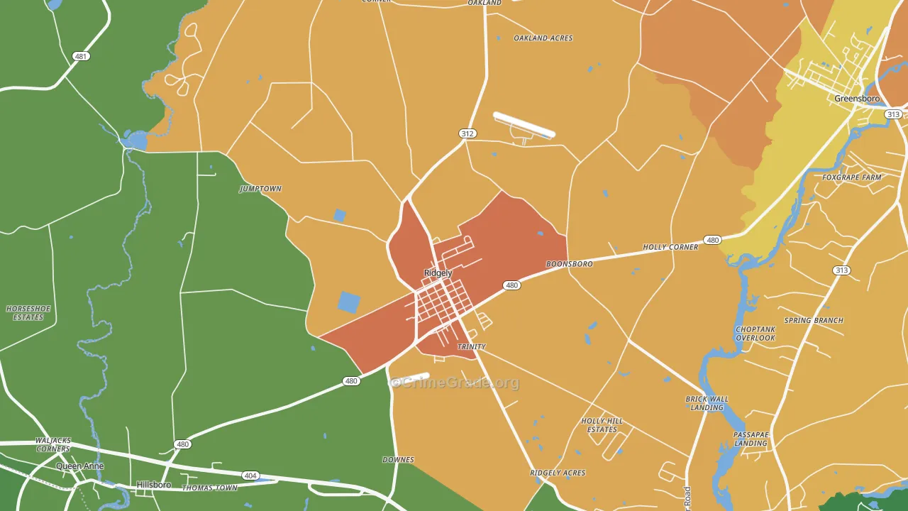 Ridgely, MD Map of Theft Rates