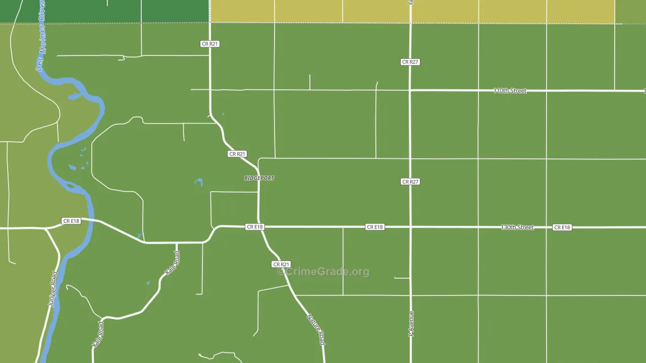 Ridgeport, IA Map of Theft Rates