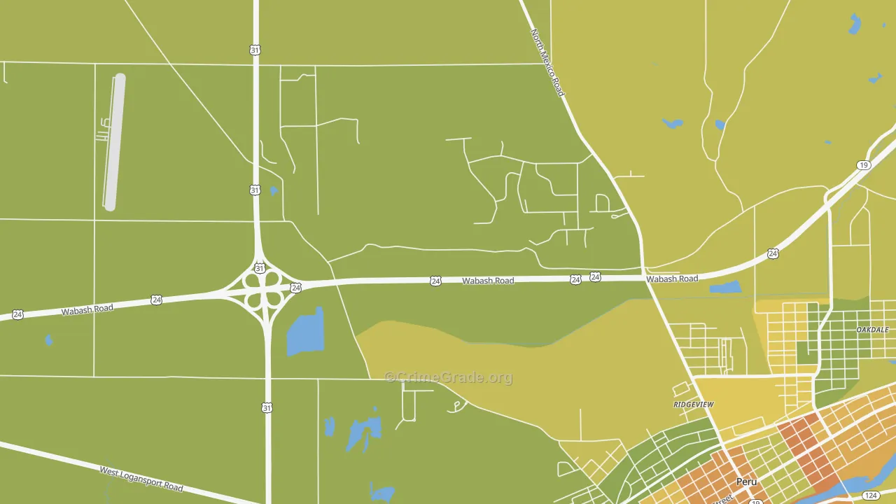 Ridgeview, IN Map of Theft Rates
