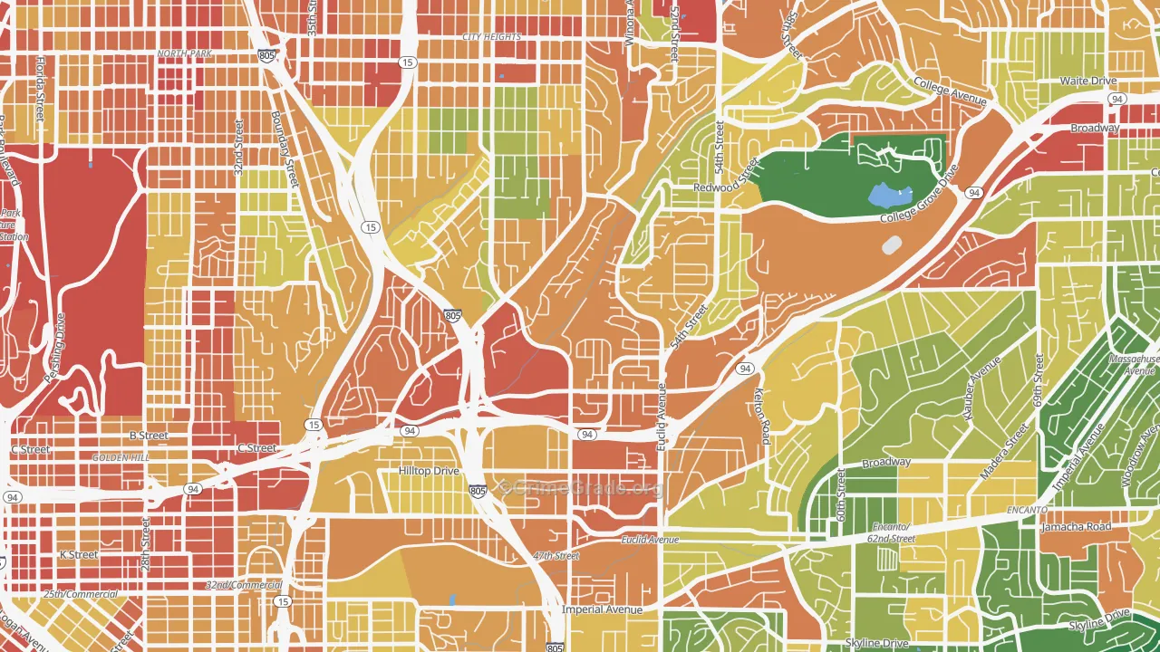 Ridgeview-Webster, San Diego, CA Map of Theft Rates