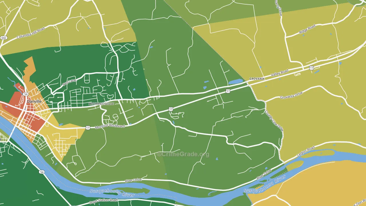 Ridgeville, PA Map of Theft Rates