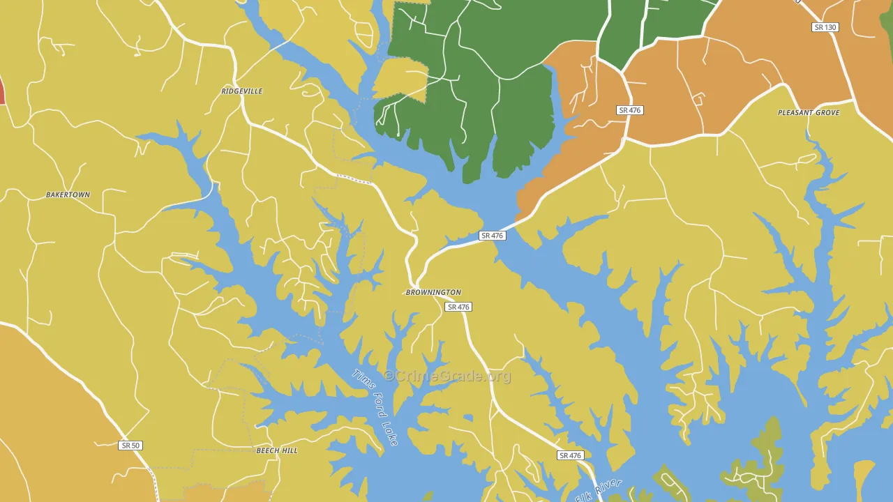 Ridgeville, TN Map of Theft Rates