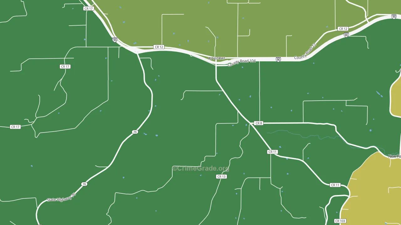Ridgeway, MN Map of Theft Rates