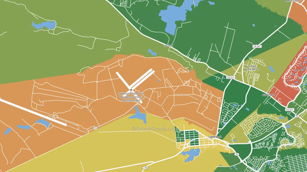Ridgeway, NJ Map of Theft Rates