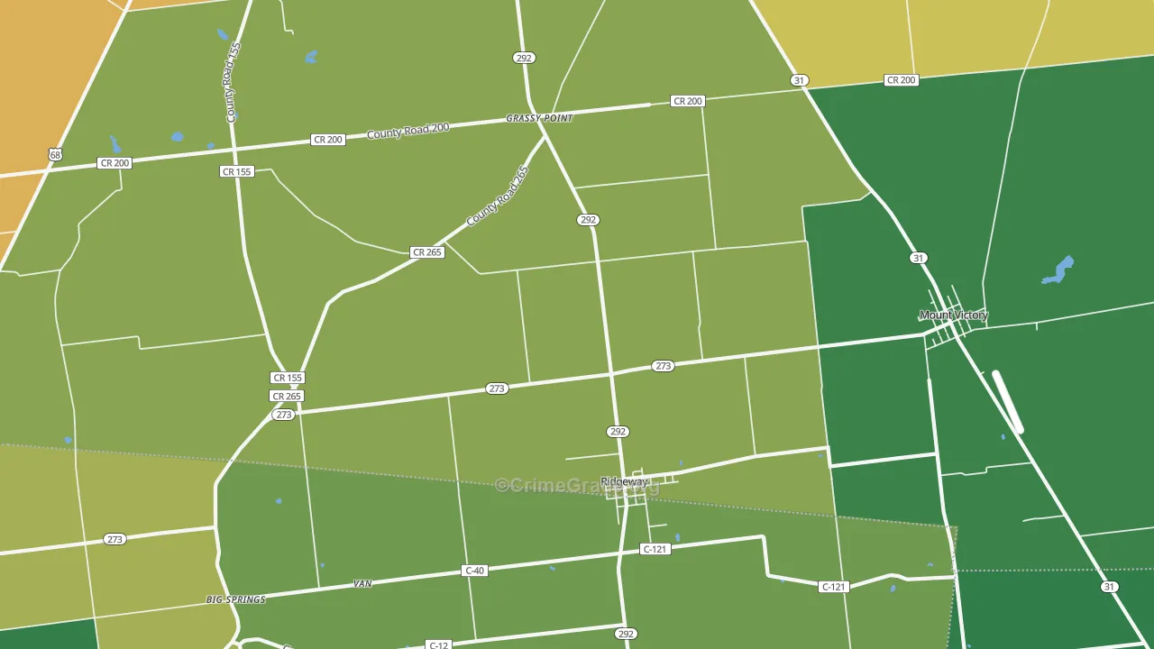 Ridgeway, OH Map of Theft Rates