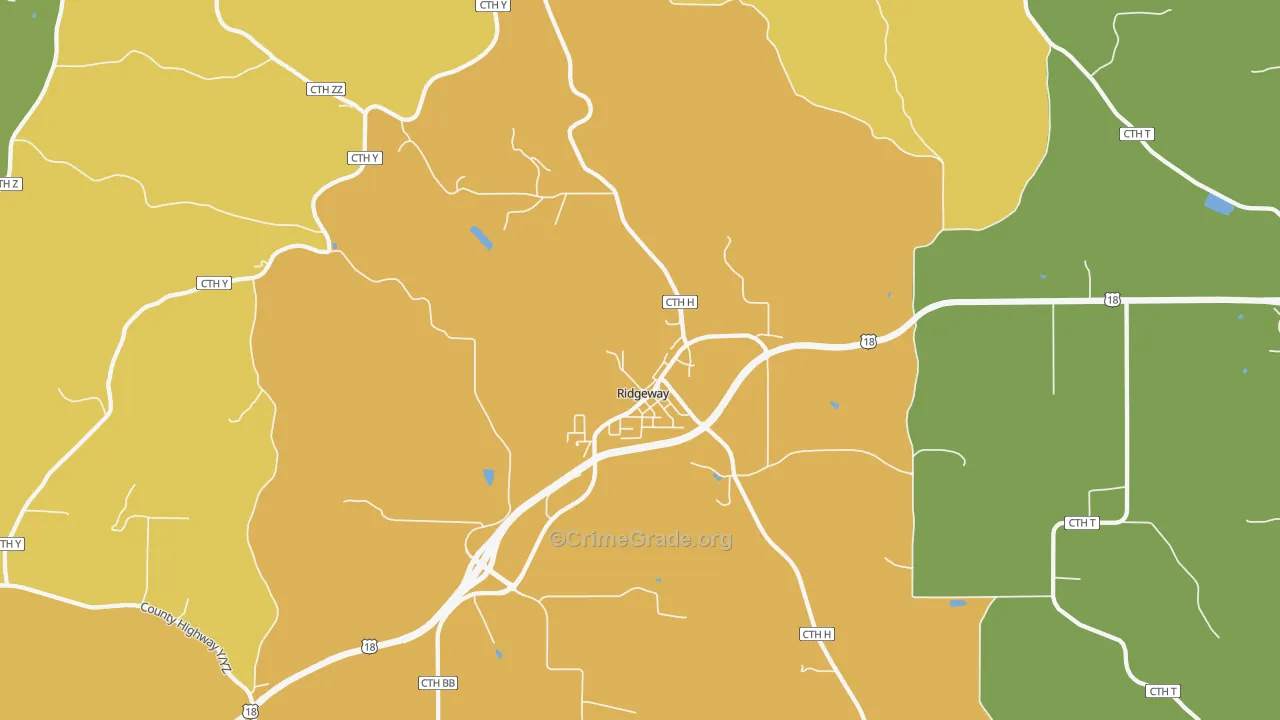Ridgeway, WI Map of Theft Rates