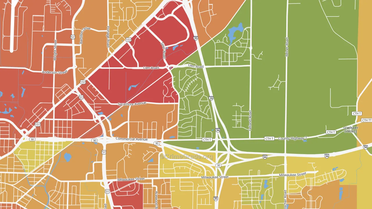 Ridgewood, Madison, WI Map of Theft Rates