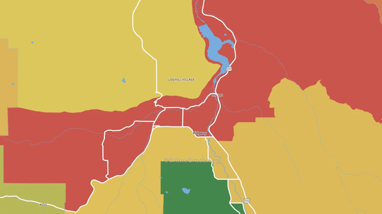 Ridgway, CO Map of Theft Rates