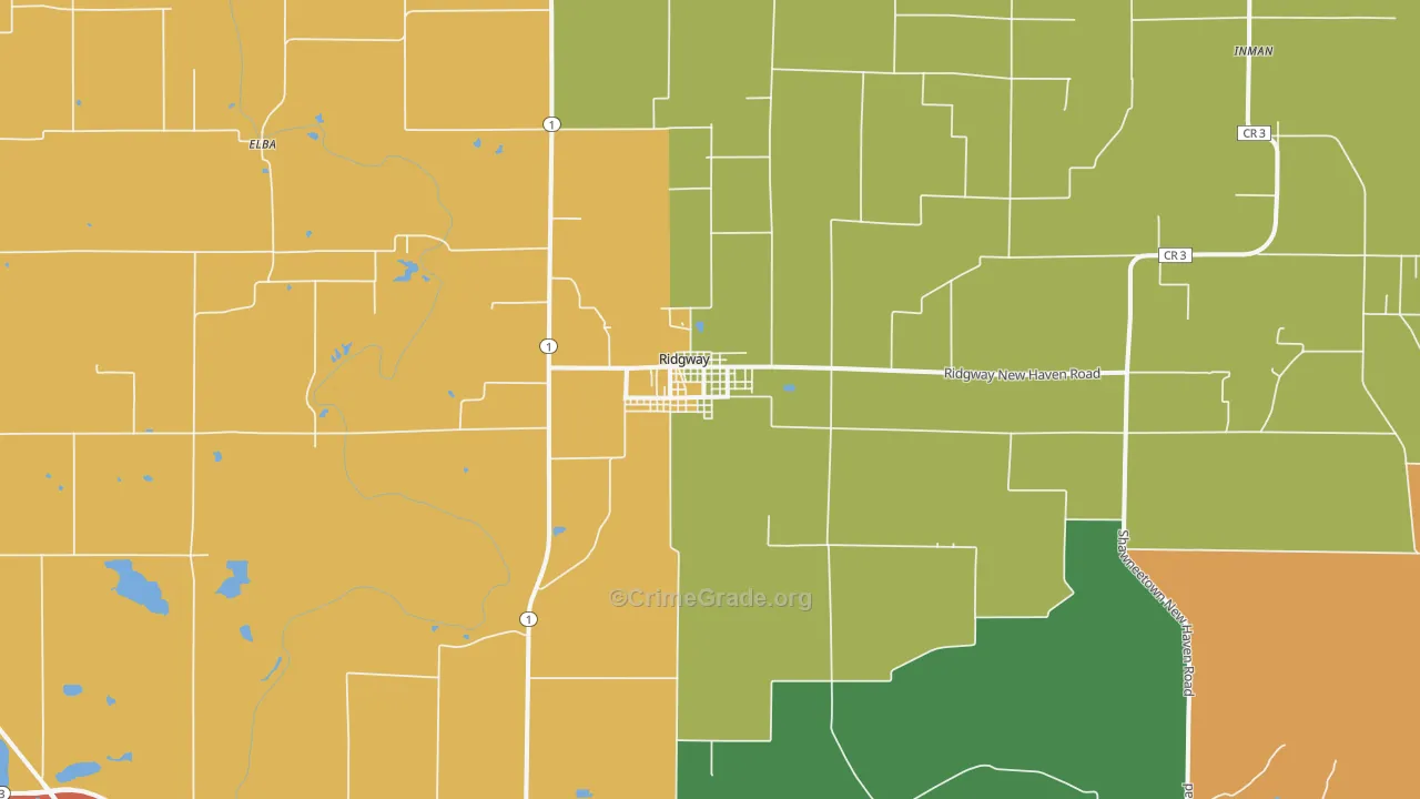 Ridgway, IL Map of Theft Rates