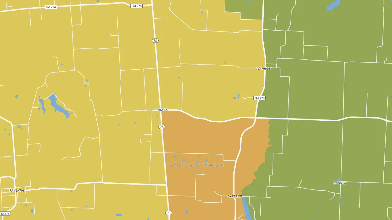 Ridings, TX Map of Theft Rates