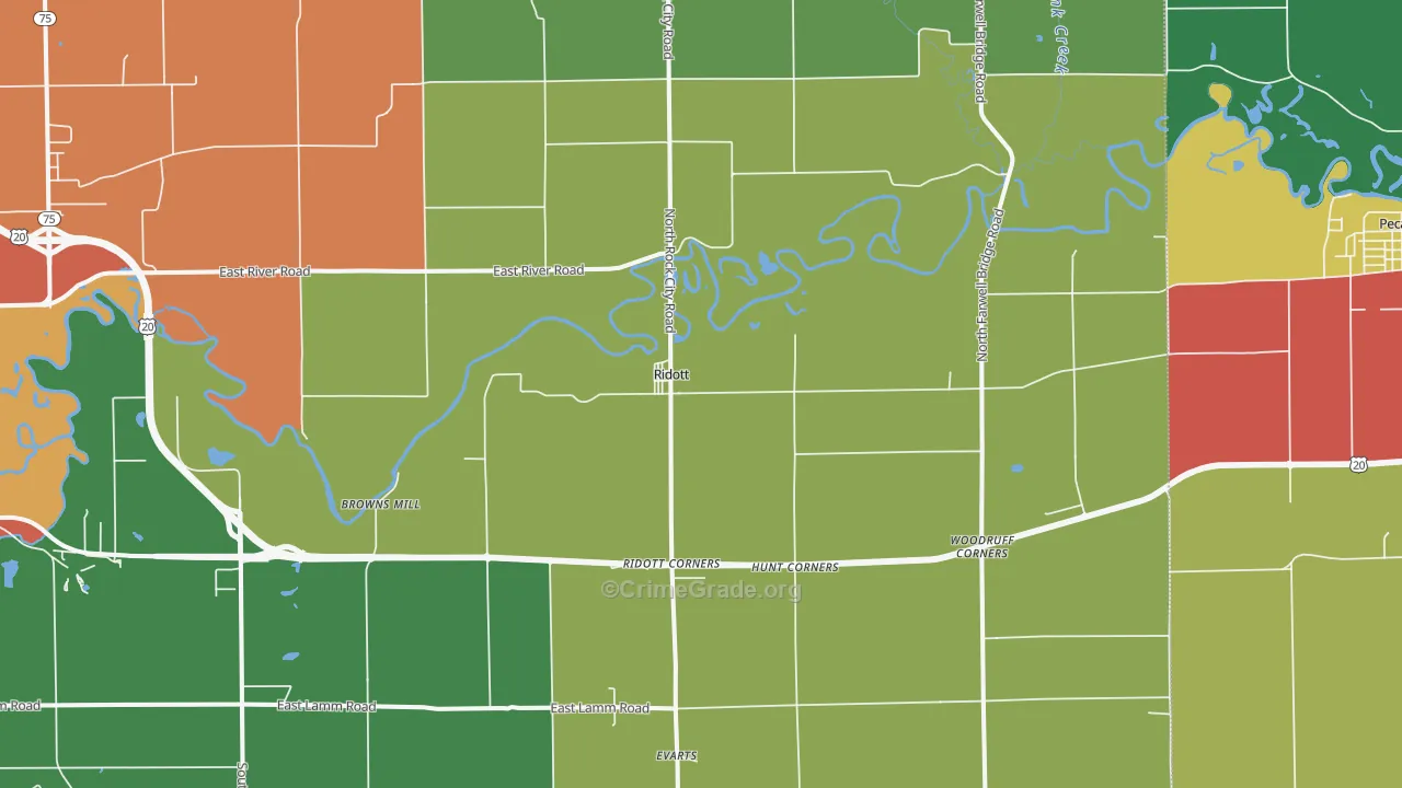 Ridott, IL Map of Theft Rates