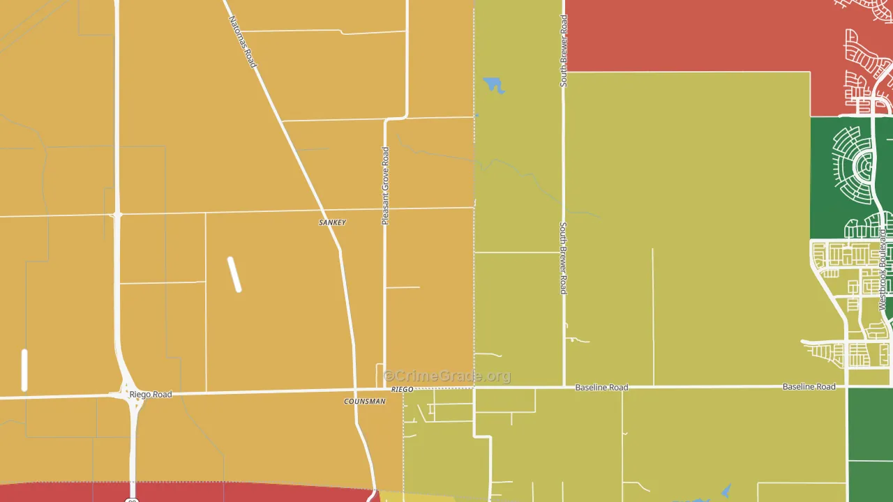 Riego, CA Map of Theft Rates